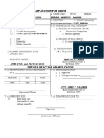 Application For Leave Perez, Marivic Salise: CSC Form No. 6