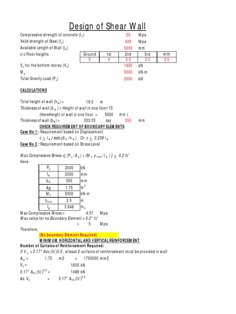 Design of Shear Wall Reinforcement | PDF | Shear Stress | Stress ...