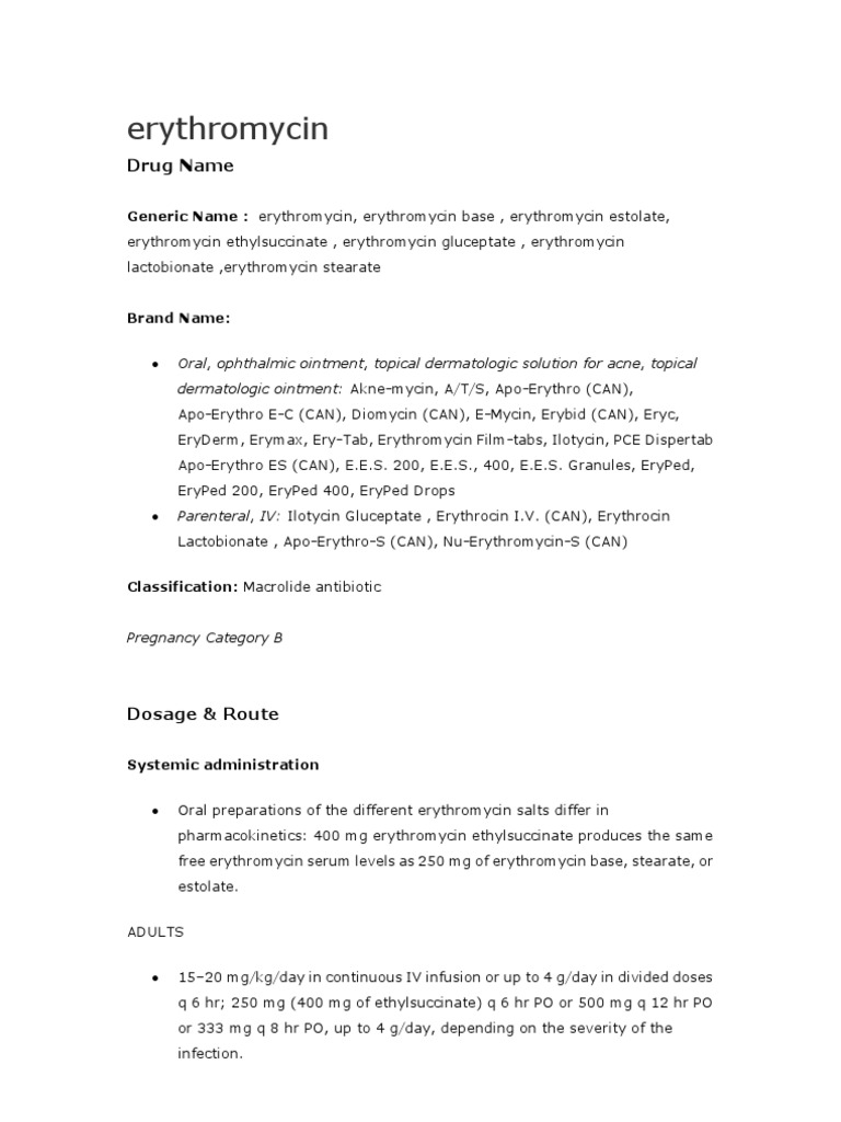 erythromycin 250 mg iv
