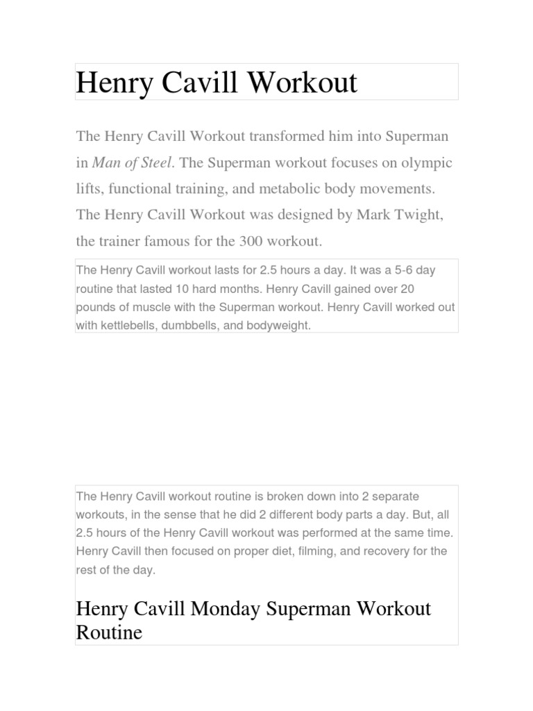 Henry Cavill's Superman Diet & Workout Plan