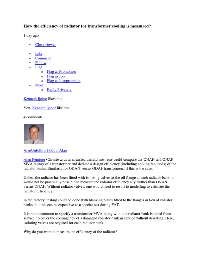 Measuring Transformer Radiator Efficiency | PDF | Radiator | Heat Transfer