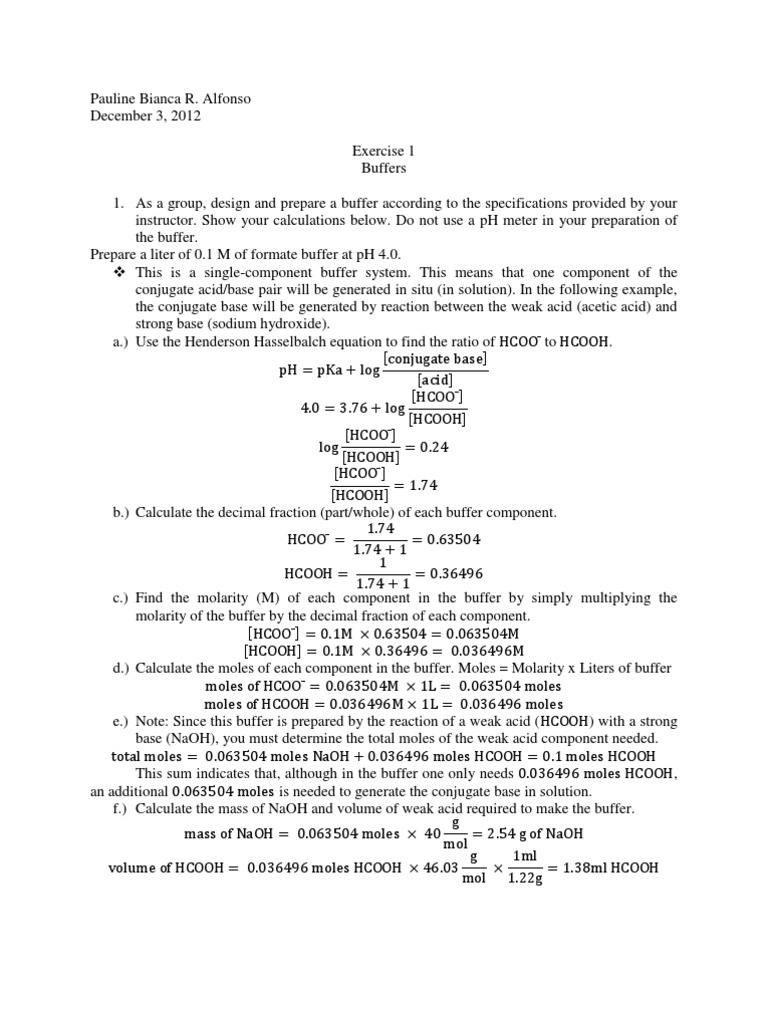 Buffer 1 | PDF | Buffer Solution | Acid Dissociation Constant