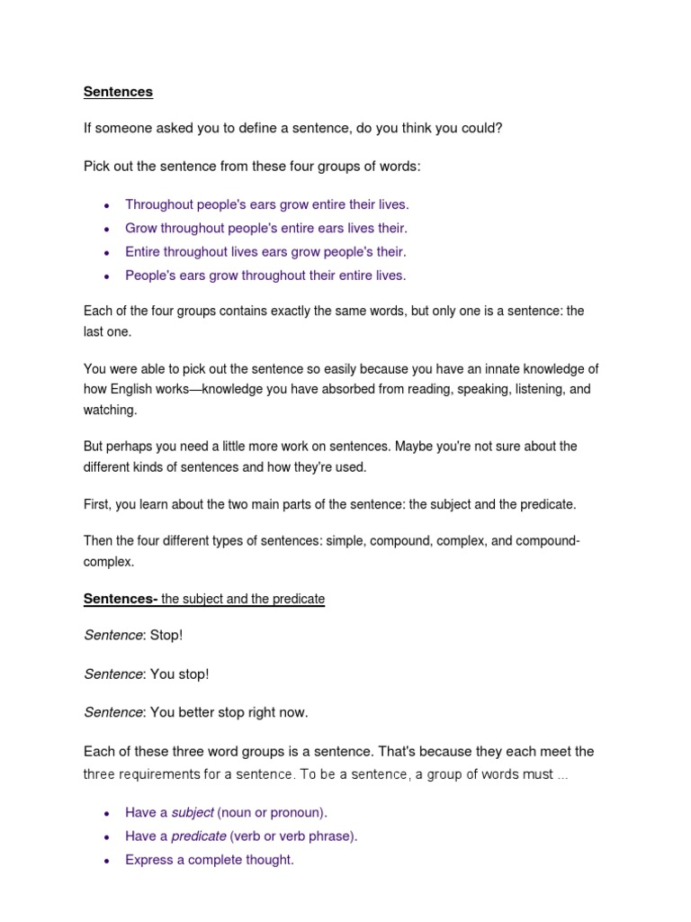7 Patterns of Sentence Structure | PDF | Sentence (Linguistics ...