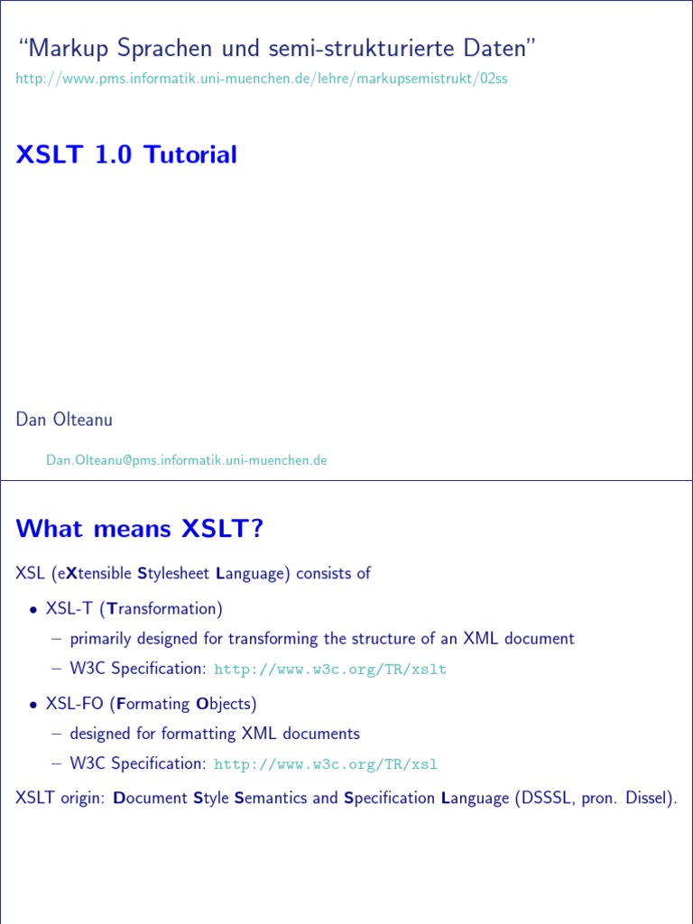 XSLT 1.0 Tutorial | PDF