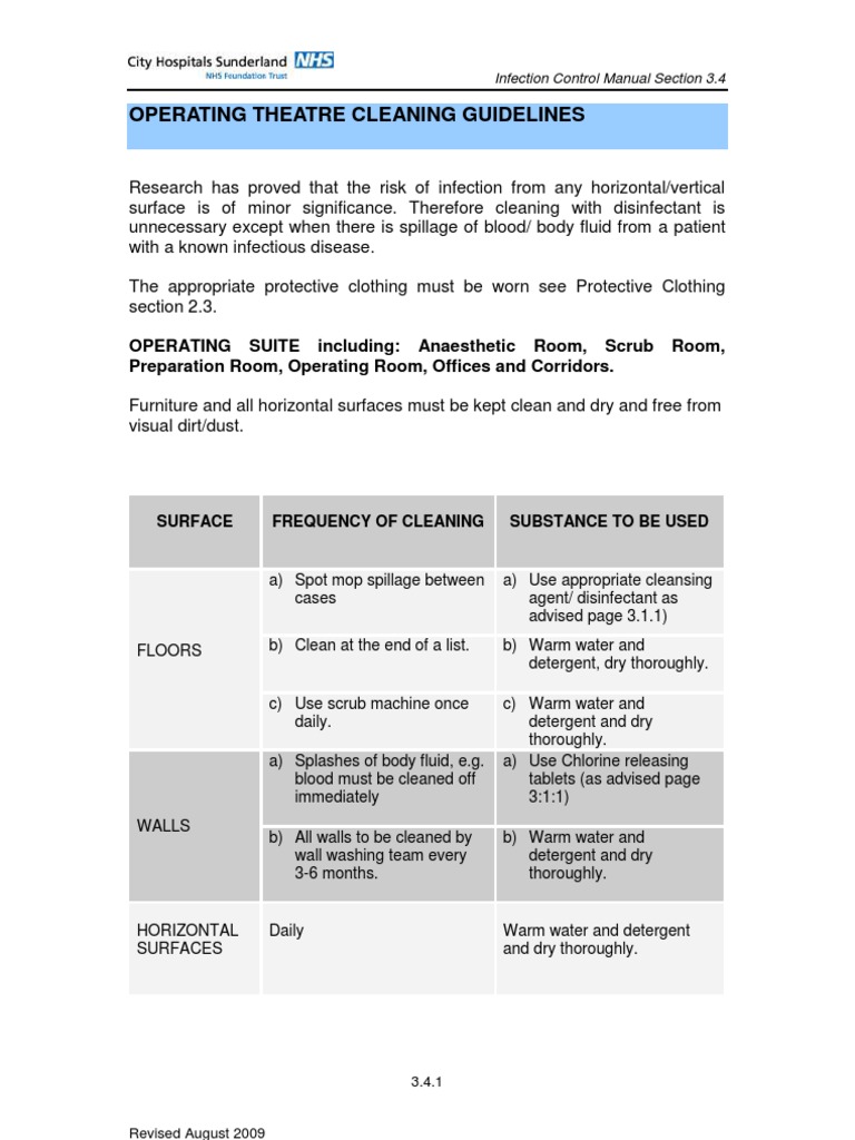 Operating Theatre Guidelines 2009 | PDF