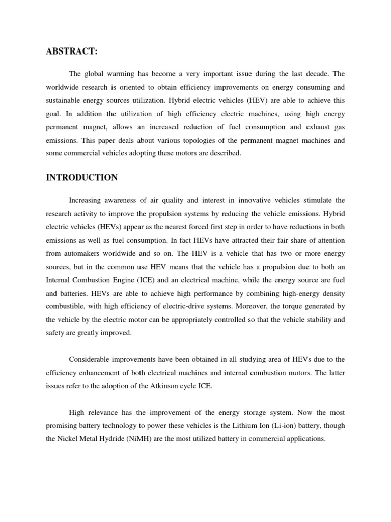 Abstract Electric Vehicle Vehicles