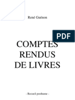 René Guénon - Recueil Posthume - Comptes Rendus de Livres