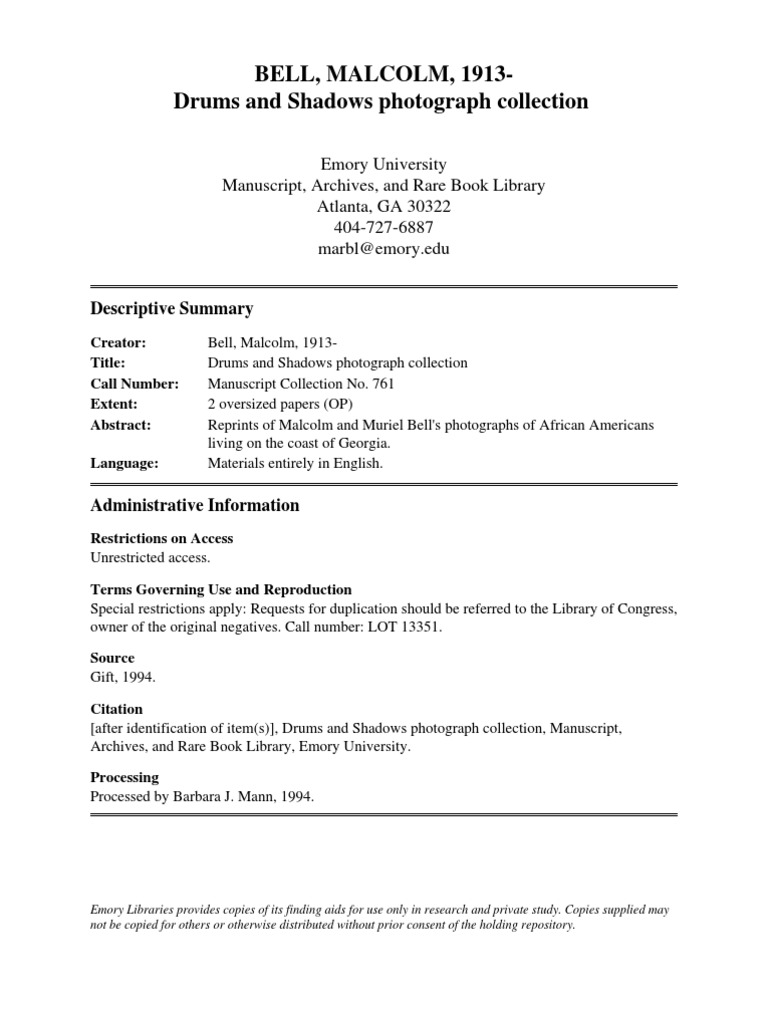 Photographs From Drums and Shadows by Malcolm Bell PDF