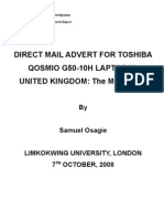 Direct Mail Advert for Toshiba Qosmio g50-10h in Uk