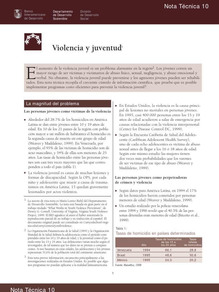 Violencia Juvenil en América Latina | PDF | Juventud | Adultos