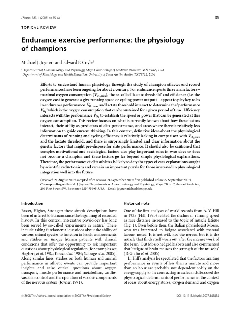 Endurance Exercise Performance The Physiology | PDF | Muscle | Lactic Acid