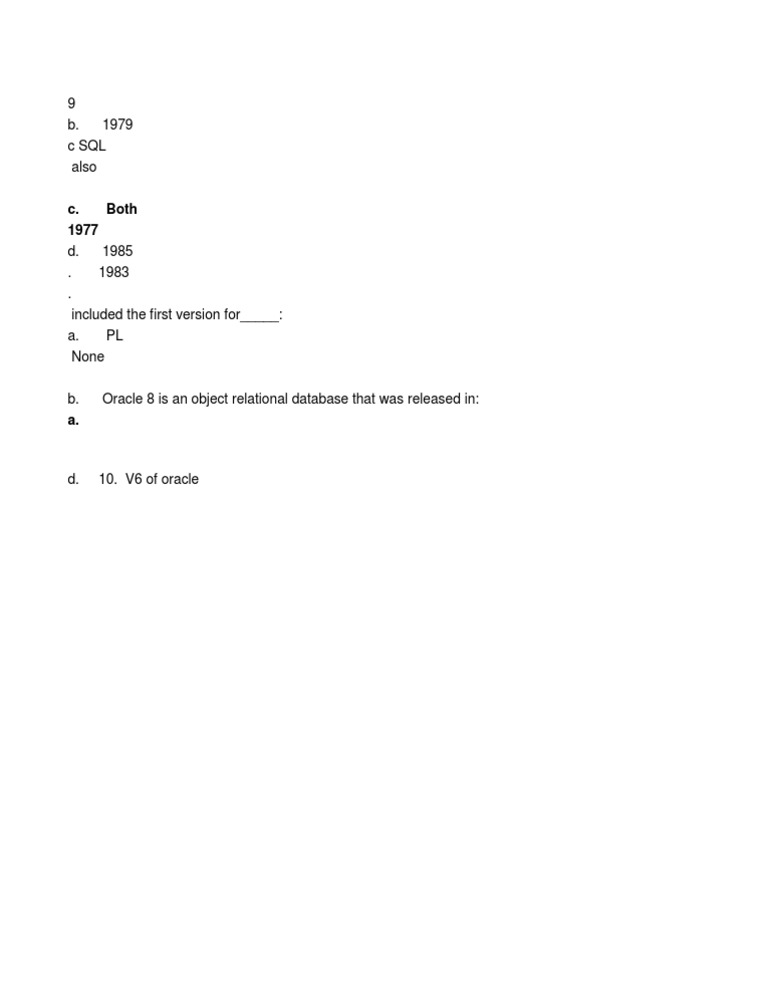 9 B. 1979 C SQL Also | PDF | Computers | Technology & Engineering
