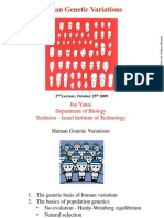 Human Genetic Variations: Itai Yanai Department of Biology Technion - Israel Institute of Technology