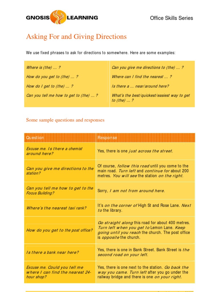 Directions: Asking and Giving Tips | PDF | Art