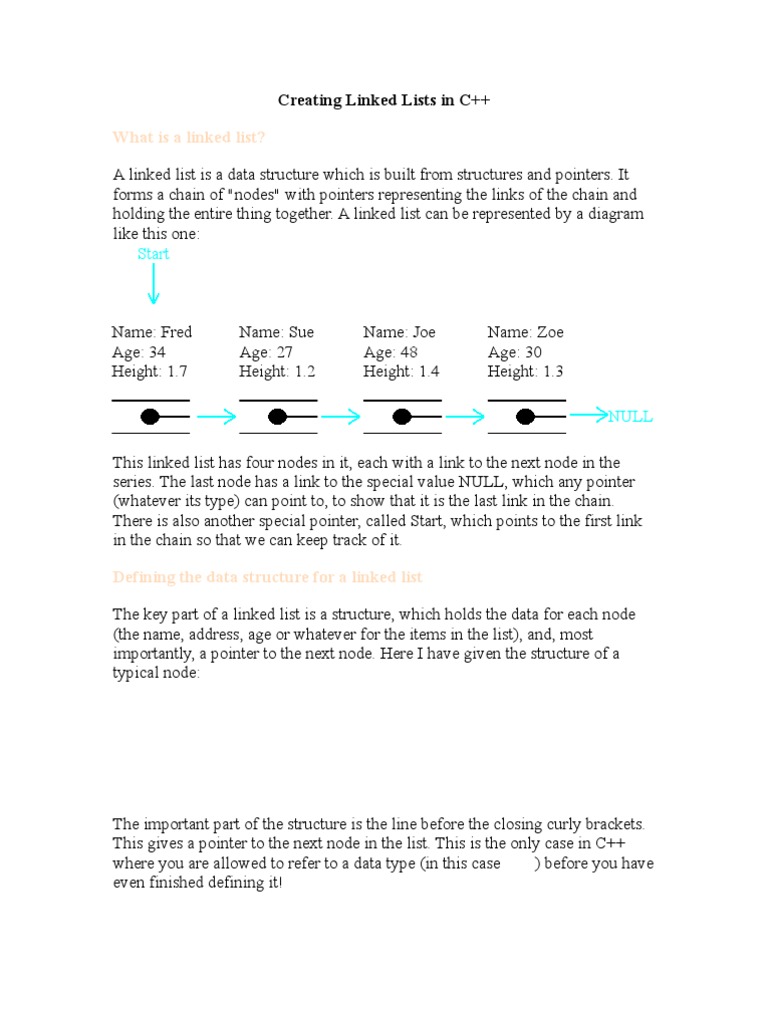 Creating Linked Lists in C | PDF | Pointer (Computer Programming) | Data