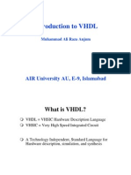 Introduction To VHDL: AIR University AU, E-9, Islamabad