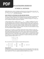 Matlab Training Session Iii Numerical Methods: Solutions To Systems of Linear Equations