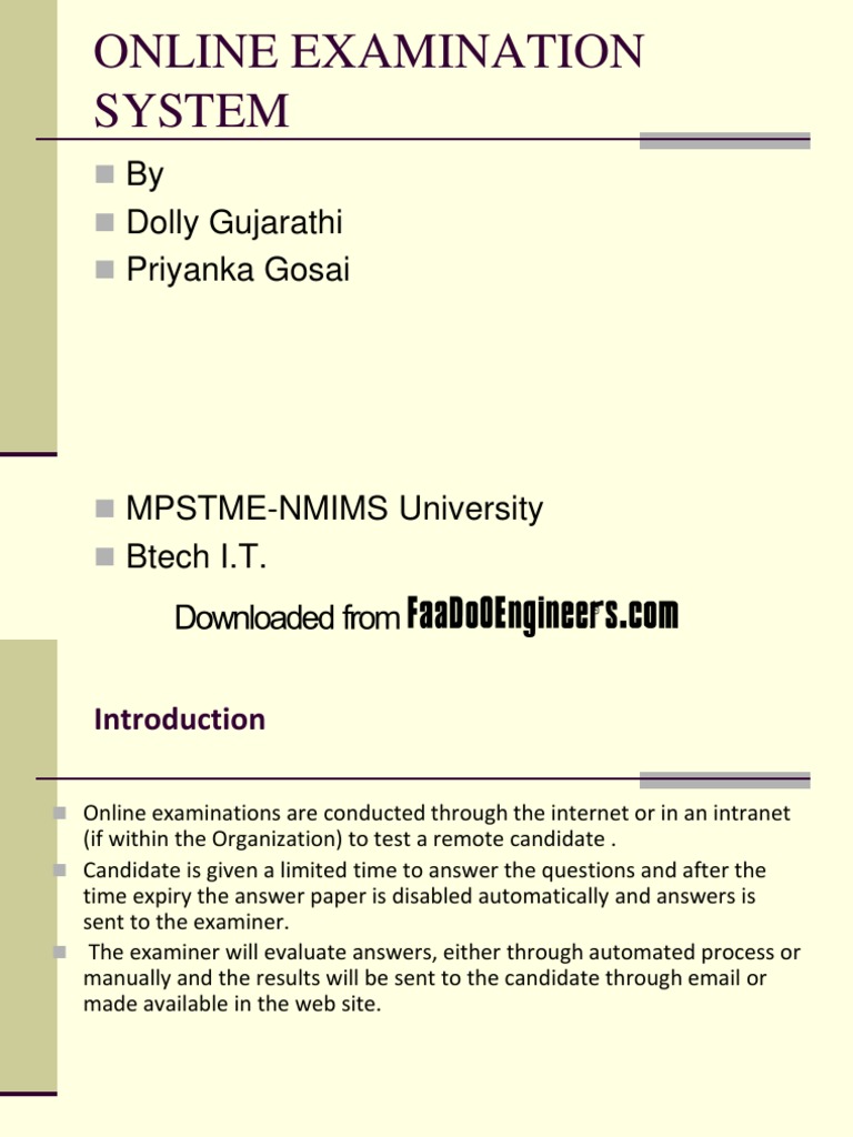 Online Examination System Presentation | PDF | Standardized Tests ...