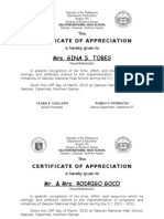 Mrs. Gina S. Tobes: Certificate of Appreciation