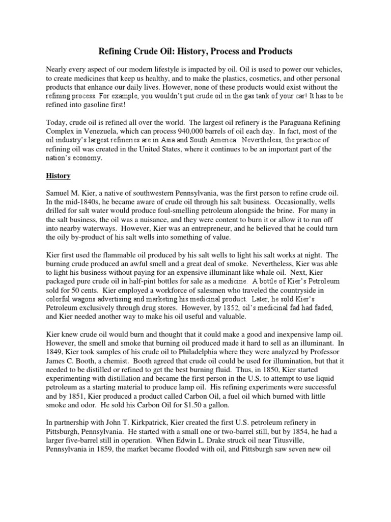 HISTORY OF CRUDE OIL intelligence overview