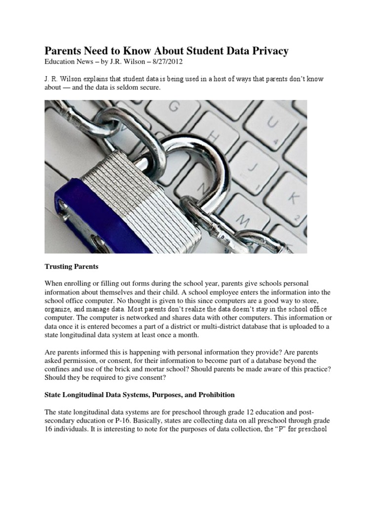 Parents Need To Know About Student Data Privacy 8-27-12 | PDF ...