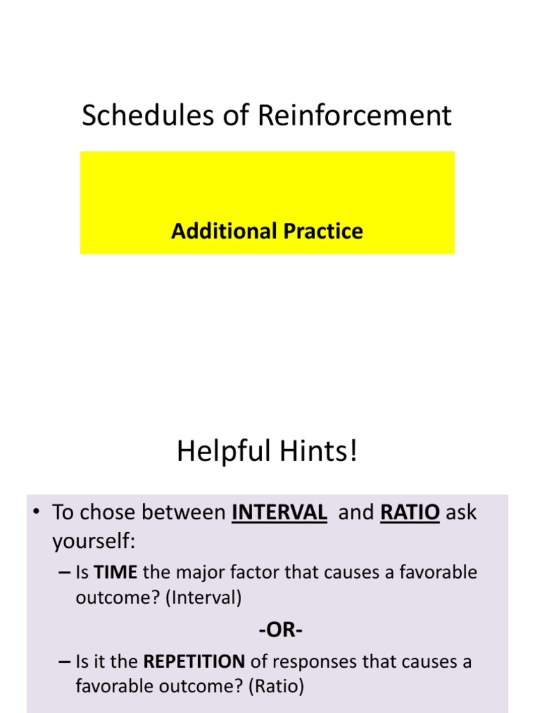 Schedules of Reinforcement Additional Prac | PDF | Reinforcement ...