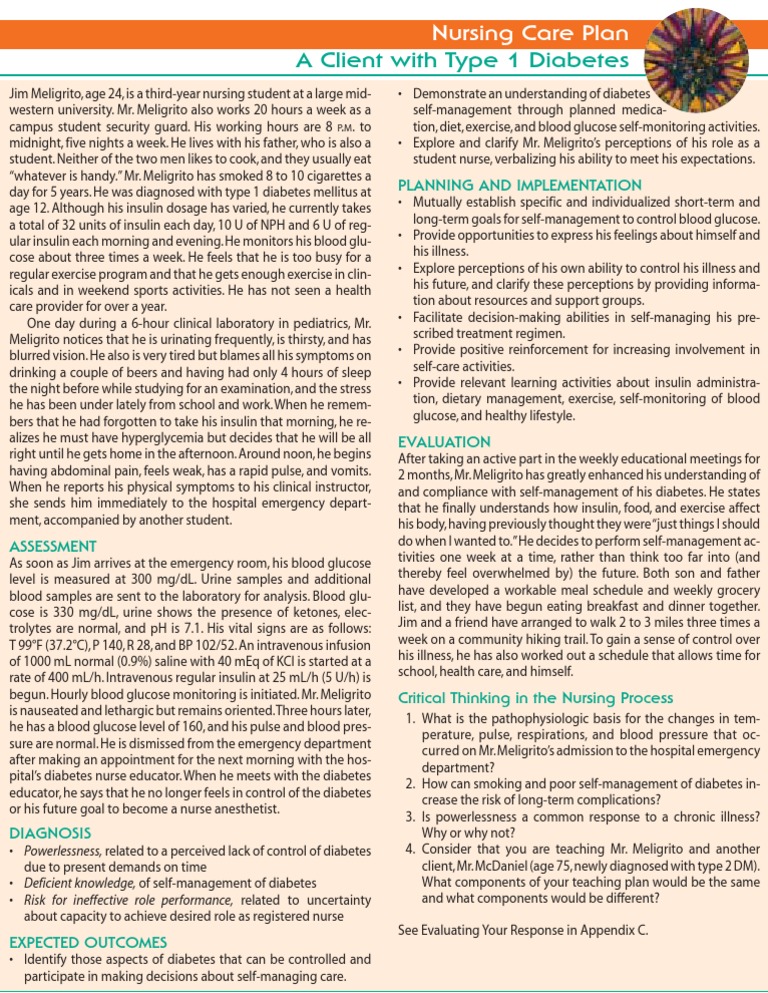 A Client With Type 1 Diabetes Nursing Care Plan PDF Diabetes