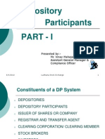 Depository Participants Part - I: Presented By:-Mr. Vinay Mahajan Assistant General Manager & Compliance Officer