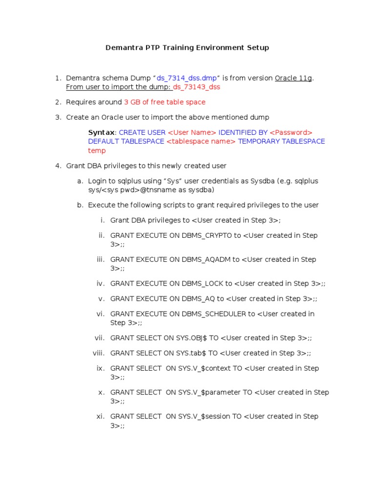 Demantra PTP Setup Guide for Oracle | PDF | Oracle Database | System  Software