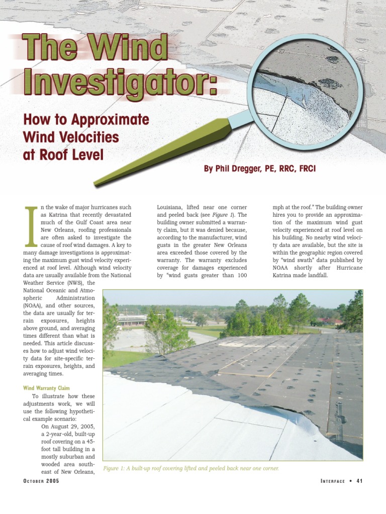 Adjusting Wind Speed for Roof Damage | PDF | Wind Speed | Wound