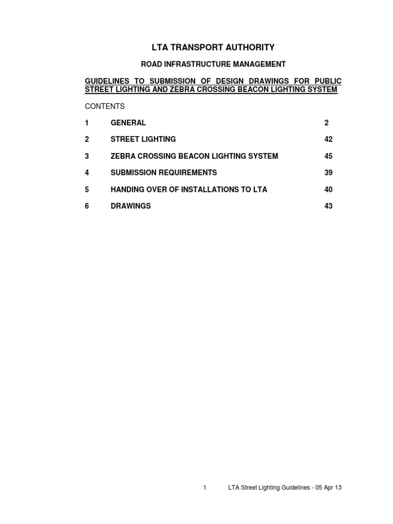 Lta Street Lighting Guidelines Light Emitting Diode Lighting
