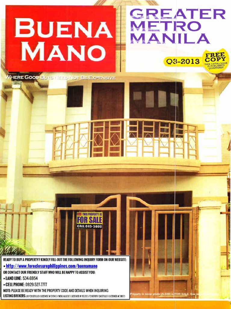 Buena Mano Q32013 Greater Metro Manila Area Catalog PDF Natural