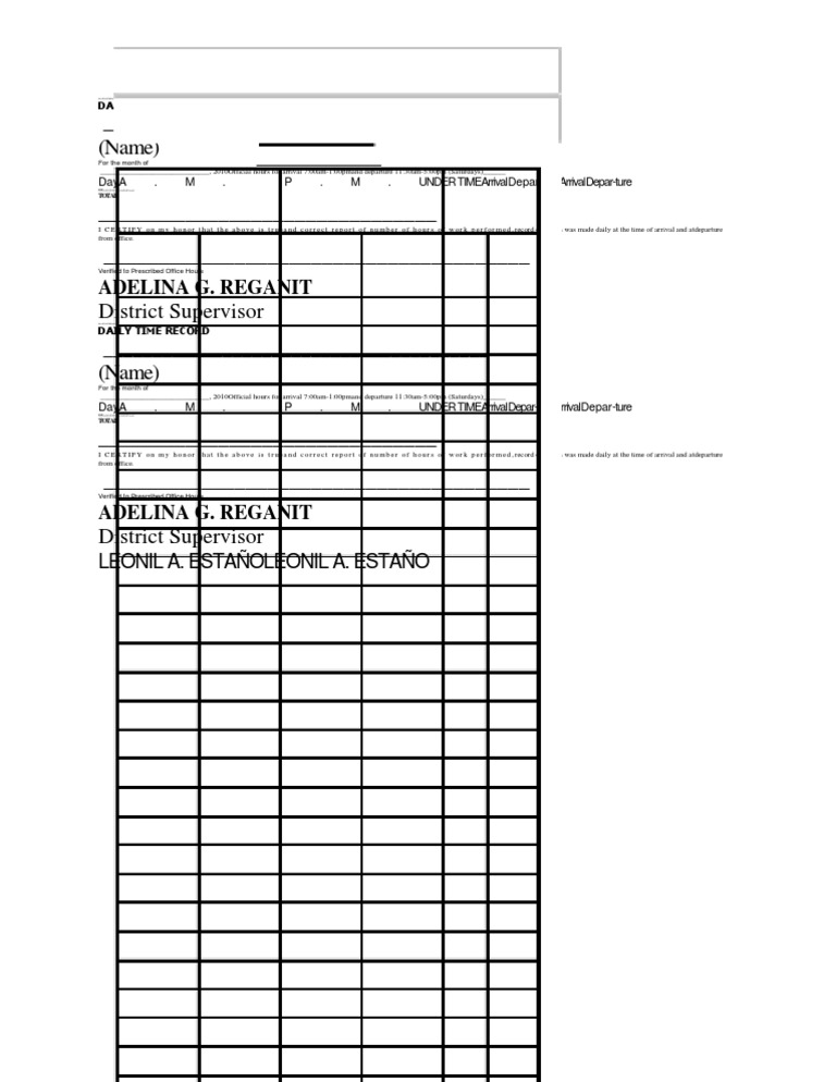 Civil Service Daily Time Record Form | PDF