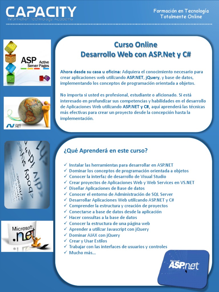 Brochure Capacity Curso ASP Online | PDF | Aplicación web | Páginas del ...