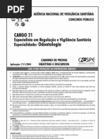 Cespe 2004 Anvisa Especialista Em Regulacao Odontologia Prova