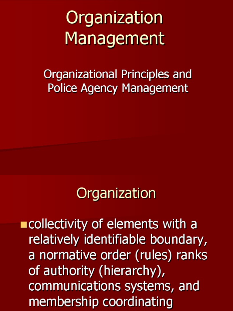 Police Agency Management Principles | PDF | Division Of Labour | Motivation