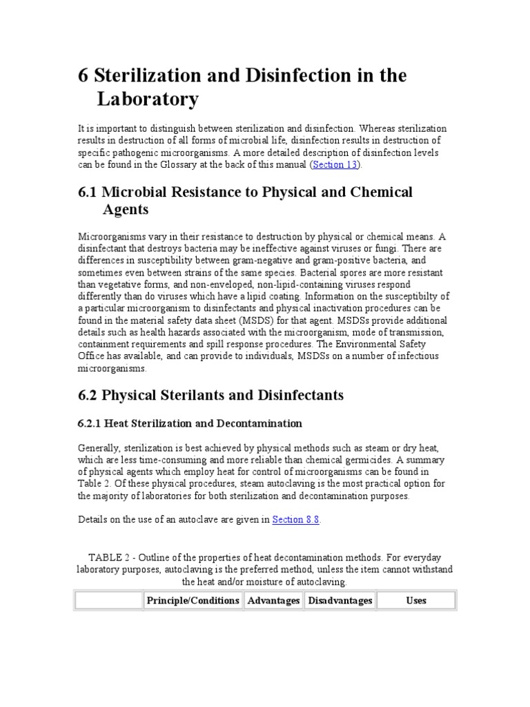 Sterilization and Disinfection PDF Sterilization (Microbiology