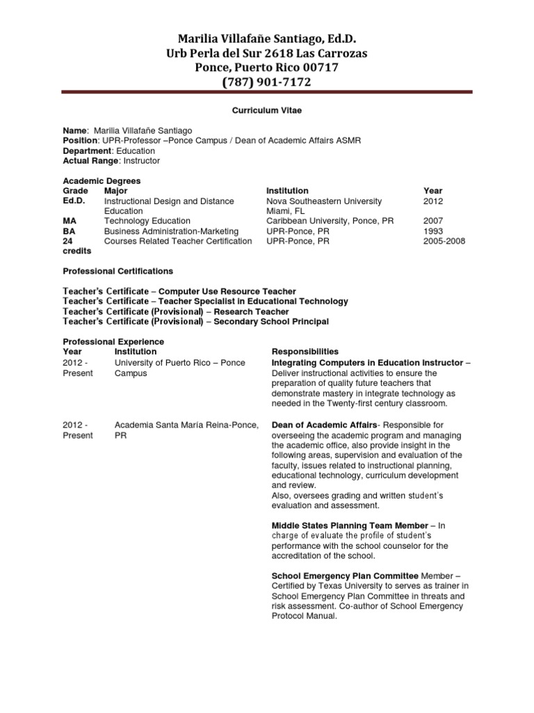 mvillafane-curriculum vitae | Teachers | Educational Technology