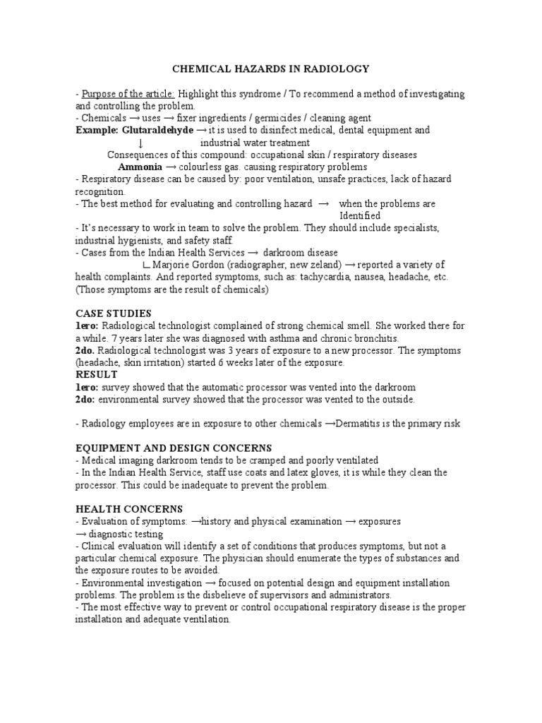 Chemical Hazards in Radiology2 PDF Allergy Medical Specialties