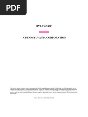 Bylaws of a Pennsylvania Corporation