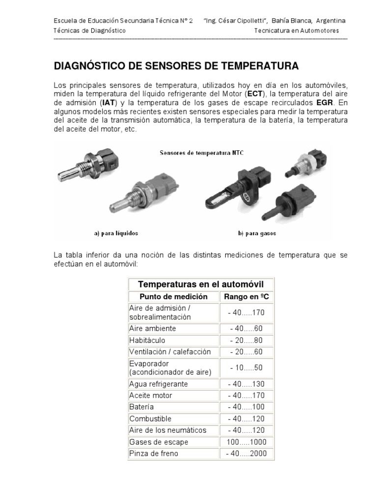 Diagnóstico de Sensores de Temperatura | PDF | Sensor | Resistencia ...
