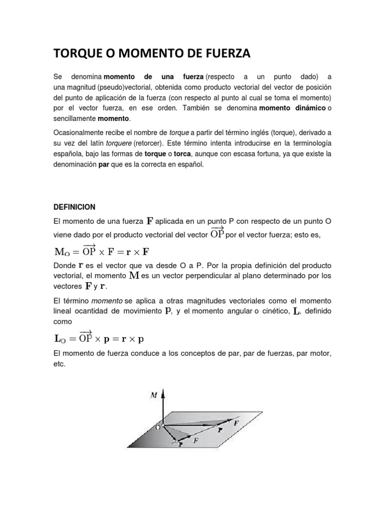 Definición y Cálculo del Torque | PDF | Mecanica clasica | Tiempo espacial