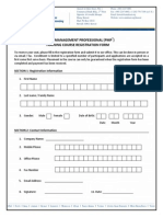 PMP Training Course Registration Form