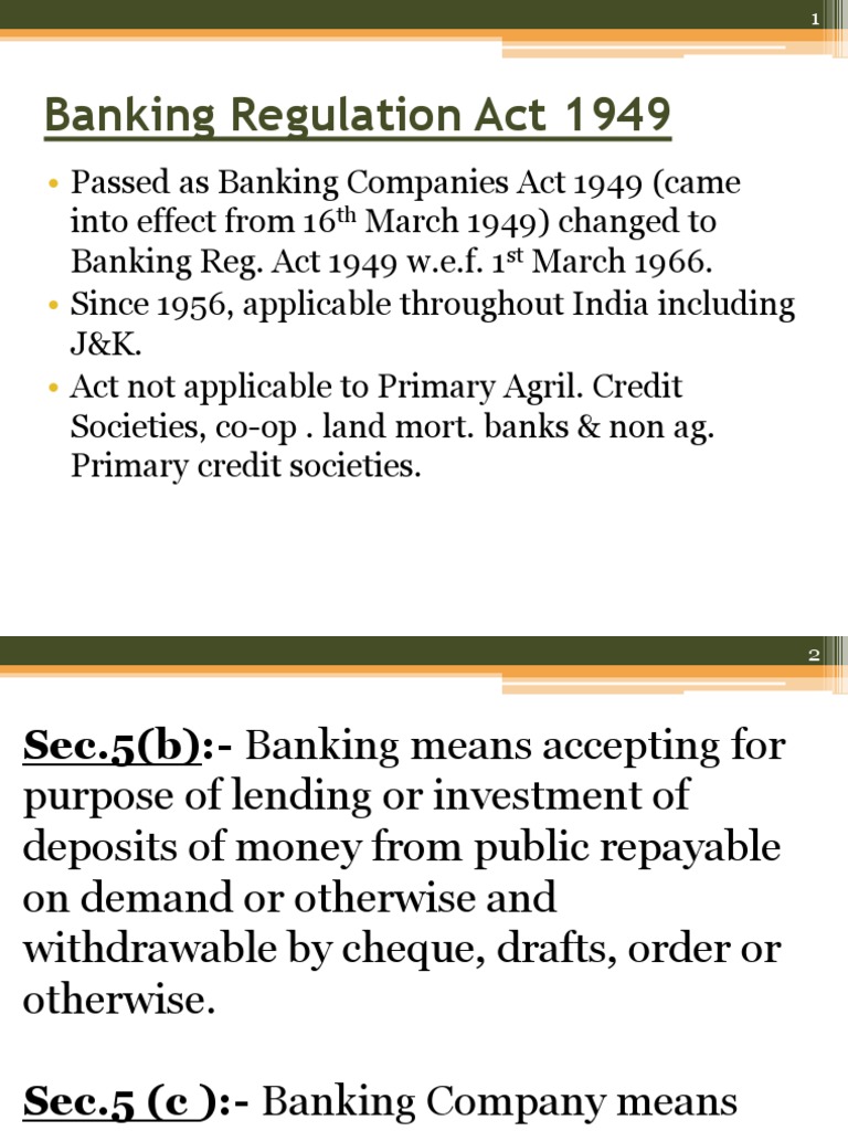 Banking Regulation Act 1949 Loans Credit Finance 