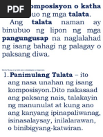 Ang Komposisyon o Katha Ay Binubuo NG Mga Talata