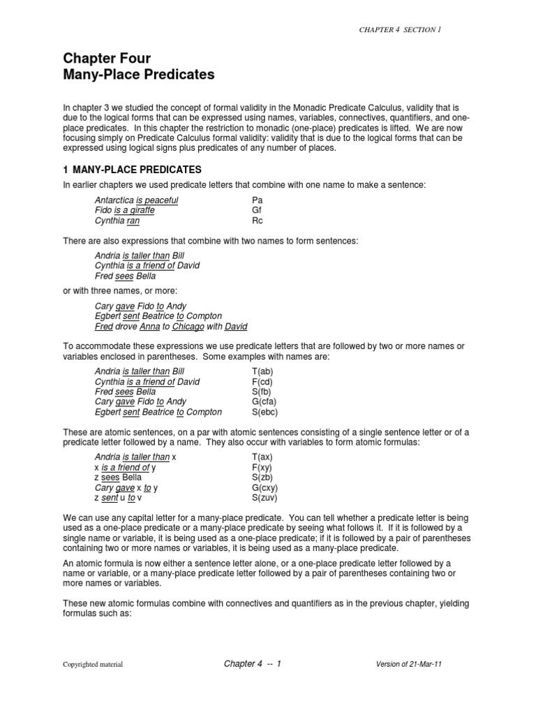 Logic Ch 4 Pdf First Order Logic Argument