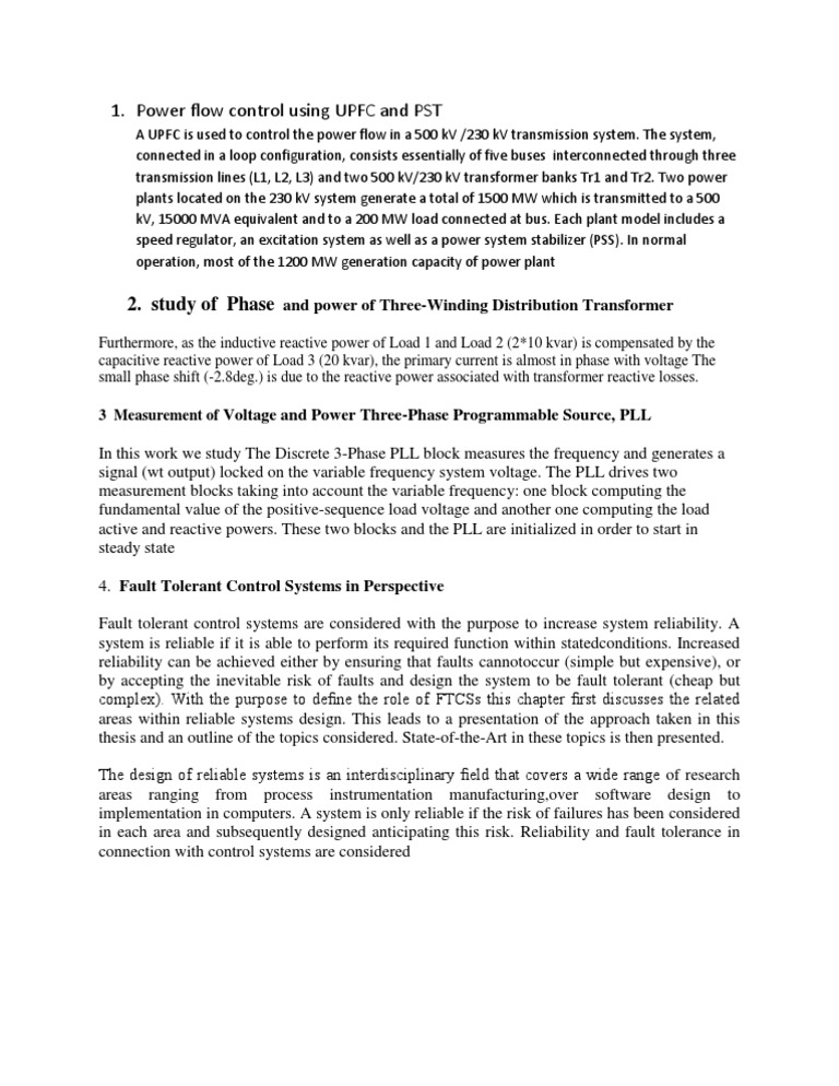Power Flow Control Using UPFC and PST 2. Study of Phase PDF