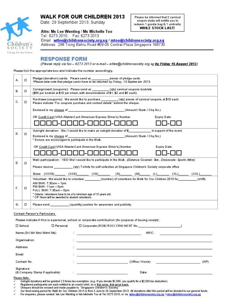Walk Response Form - Website | PDF