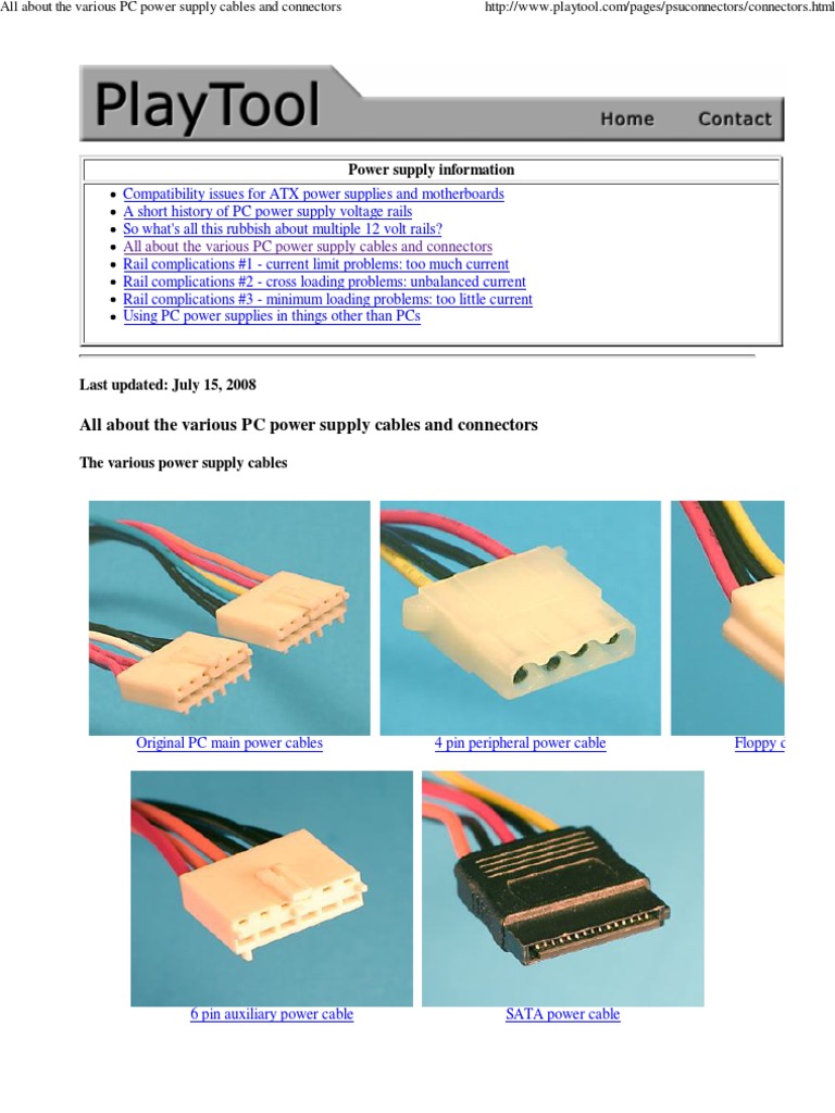 All About The Various PC Power Supply Cables and Connectors PDF