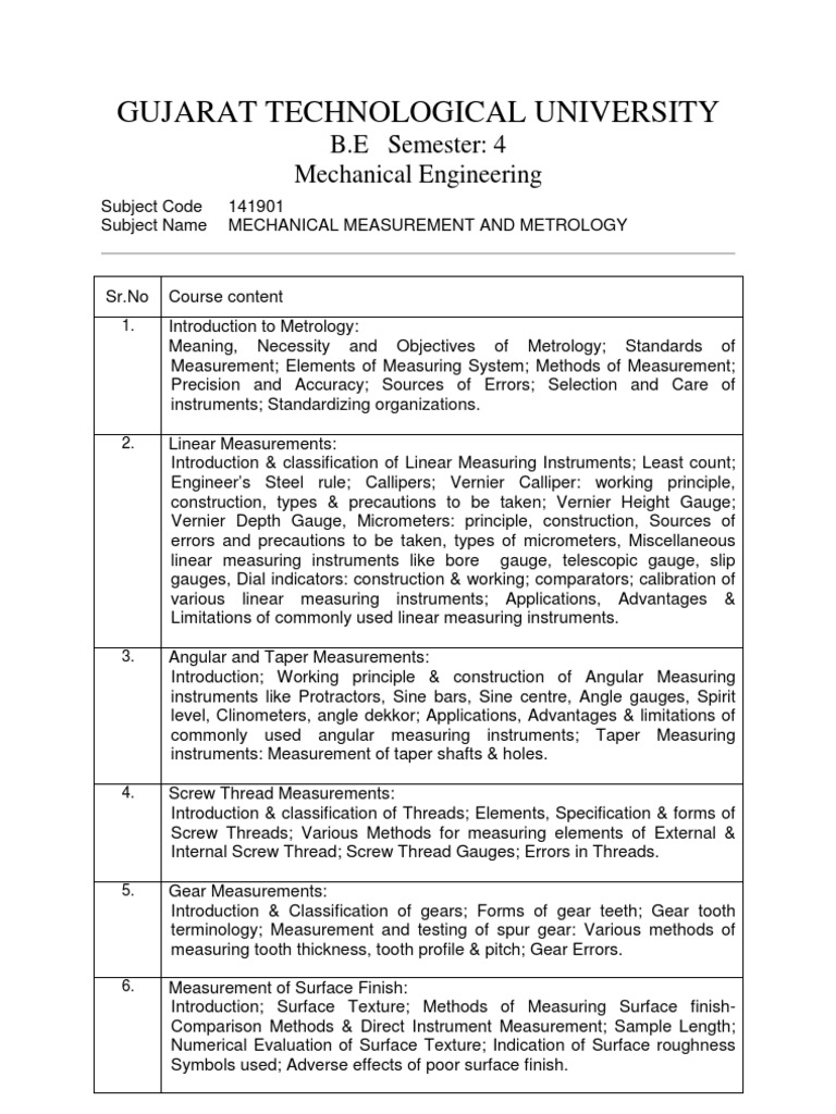 Mechanical Measurement and Metrology | PDF | Gear | Pressure Measurement
